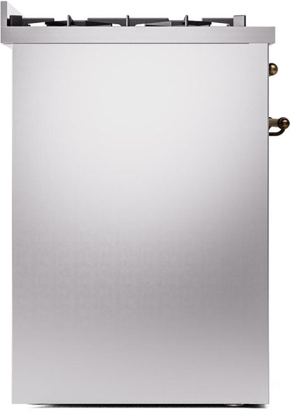 ILVE Nostalgie II 30" Dual Fuel Natural Gas Range, Stainless Steel, Bronze Trim UP30NMPSSB