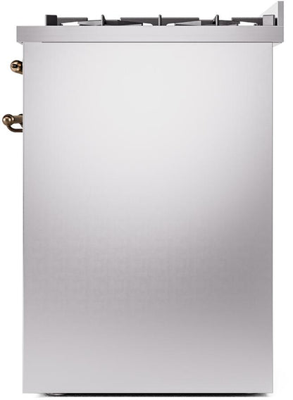 ILVE Nostalgie II 30" Dual Fuel Natural Gas Range, Stainless Steel, Bronze Trim UP30NMPSSB