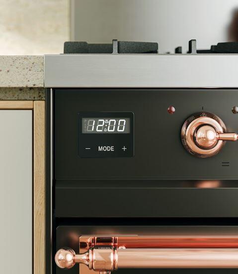 ILVE Nostalgie II 30 Inch Dual Fuel Natural Gas Freestanding Range in Matte Graphite with Bronze Trim UP30NMPMGB