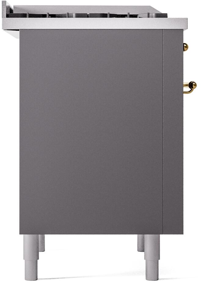 ILVE Nostalgie II 36" Dual Fuel Liquid Propane Range, Matte Graphite, Brass Trim UP36FNMPMGGLP