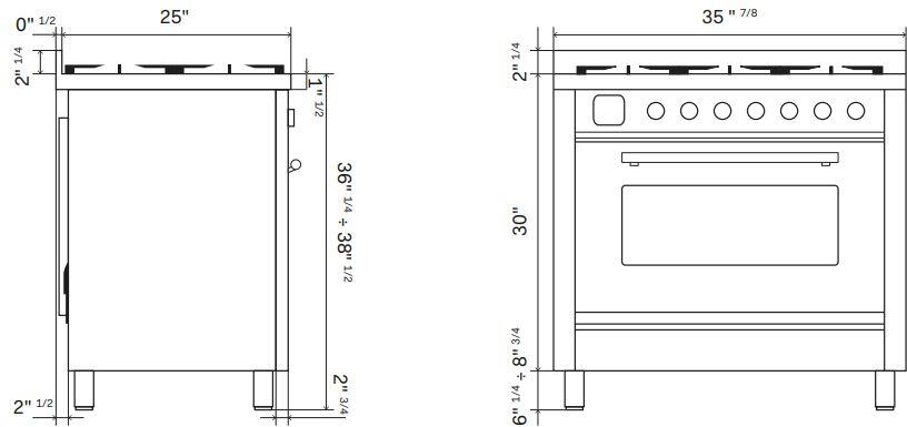 ILVE Nostalgie II 36" Dual Fuel Natural Gas Range, Matte Graphite, Brass Trim UP36FNMPMGG