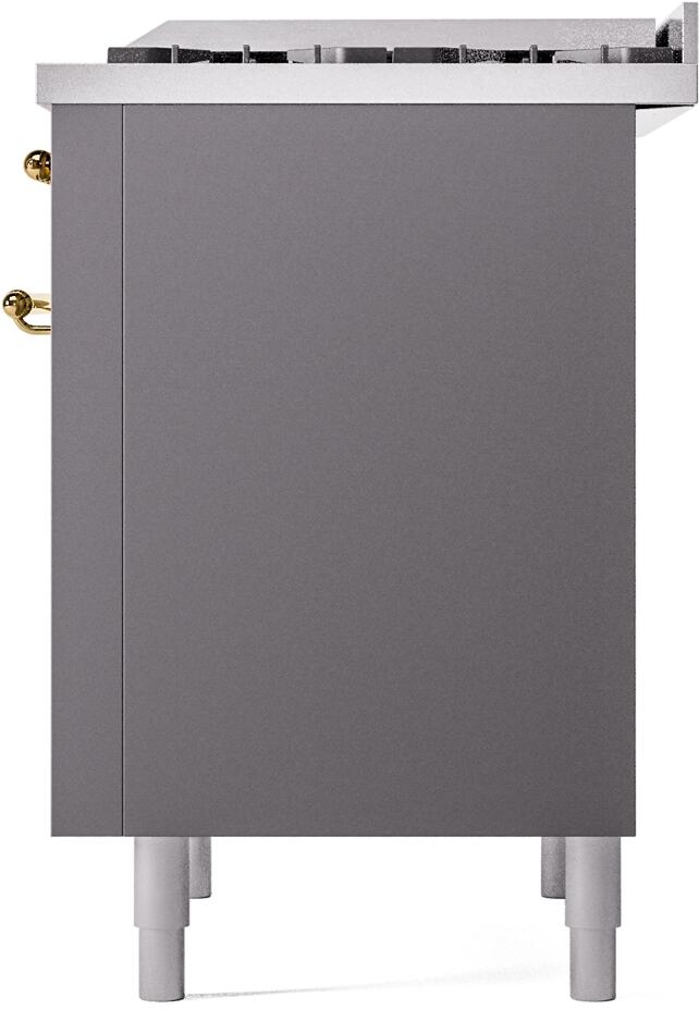 ILVE Nostalgie II 36" Dual Fuel Natural Gas Range, Matte Graphite, Brass Trim UP36FNMPMGG