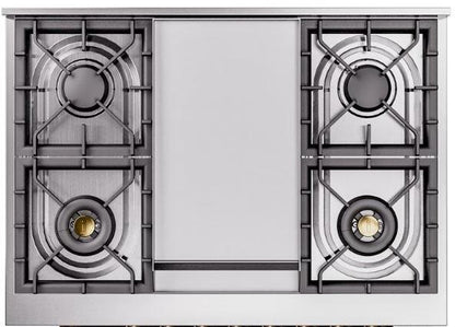 ILVE Nostalgie II 36" Dual Fuel Natural Gas Range, Matte Graphite, Brass Trim UP36FNMPMGG