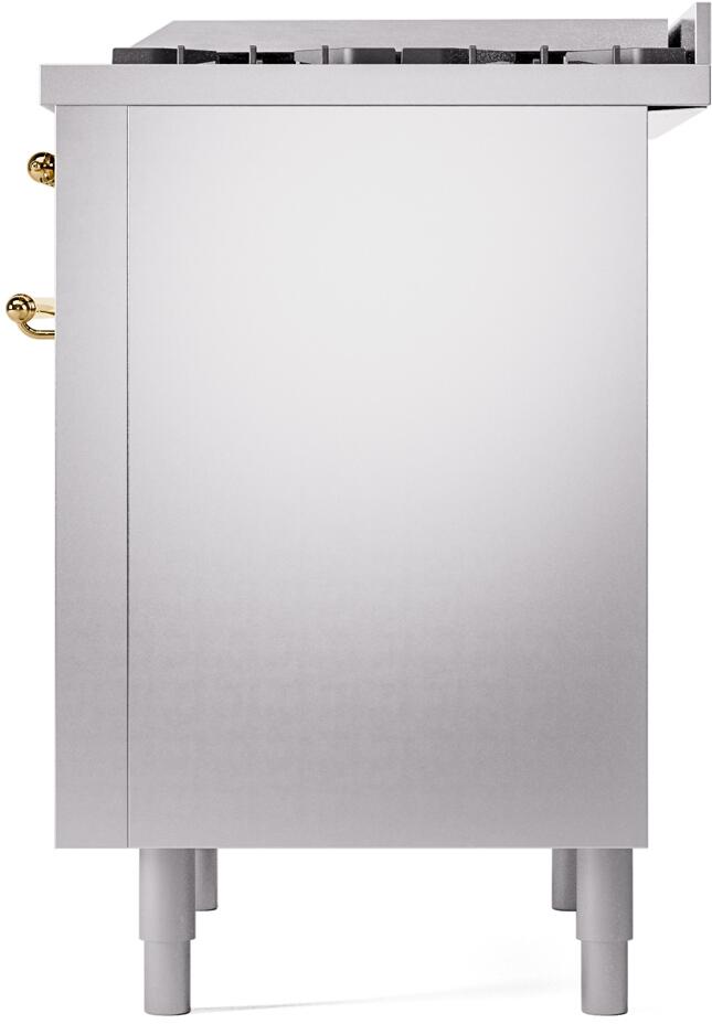 ILVE Nostalgie II 36" Dual Fuel Natural Gas Range, Stainless Steel , Brass Trim UP36FNMPSSG