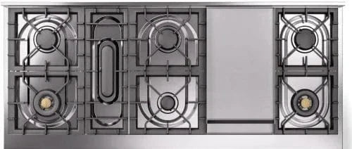 ILVE Nostalgie II 60" Dual Fuel Liquid Propane Range, Glossy Black, Brass Trim UP60FNMPBKGLP