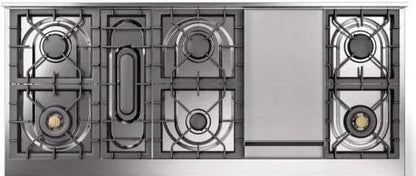ILVE Nostalgie II 60" Dual Fuel Liquid Propane Range, Glossy Black, Brass Trim UP60FNMPBKGLP