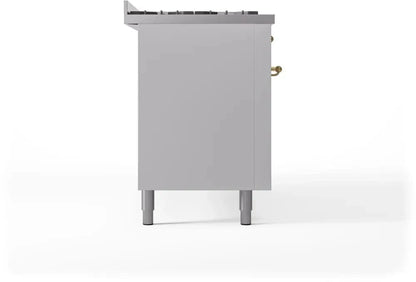ILVE Nostalgie II 60" Dual Fuel Liquid Propane Range, White, Brass Trim UP60FNMPWHGLP
