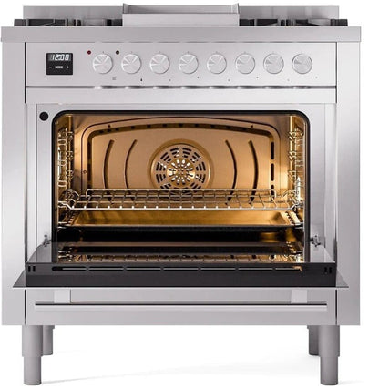 ILVE Professional Plus II 36" Dual Fuel Range Liquid Propane Stainless Steel UP36FWMPSSLP
