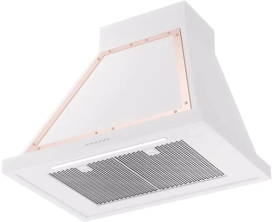 ILVE Nostalgie 30" Wall Mount White, Copper Trim Range Hood UANB30WHP
